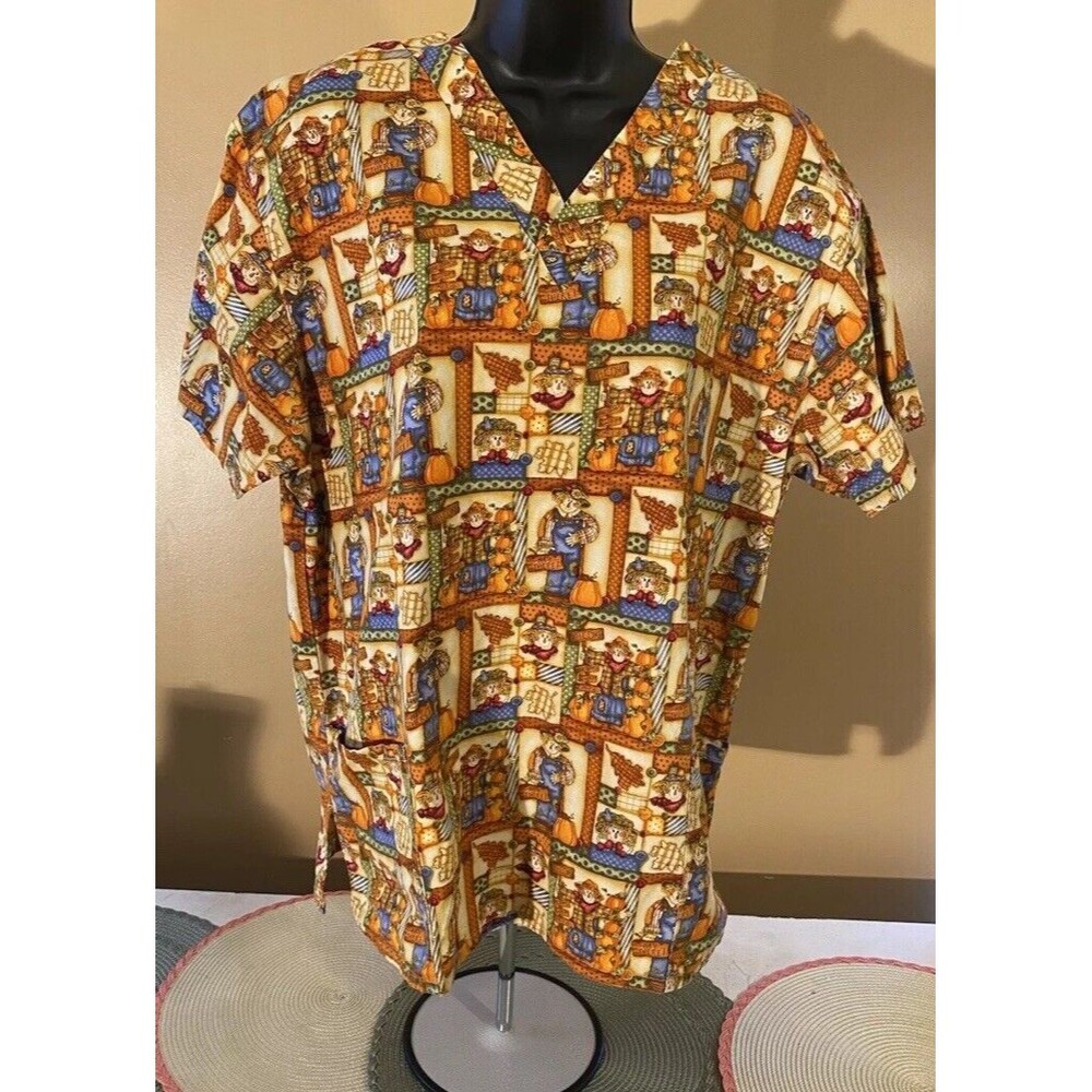 White Swan Fundamentally Cotton Holiday Halloween Theme Women's Scrubs Size M